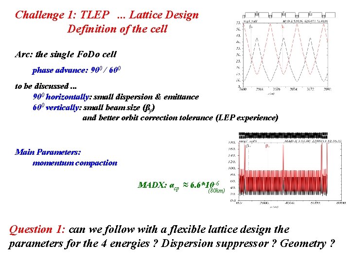 Challenge 1: TLEP. . . Lattice Design Definition of the cell Arc: the single