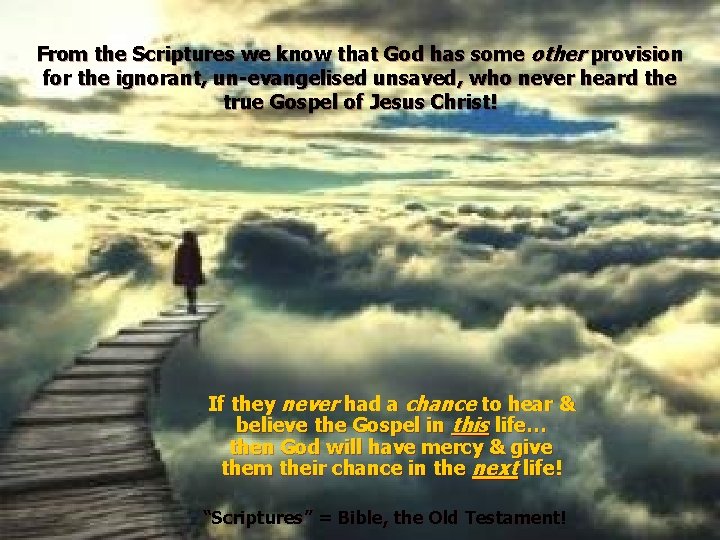 From the Scriptures we know that God has some other provision for the ignorant,