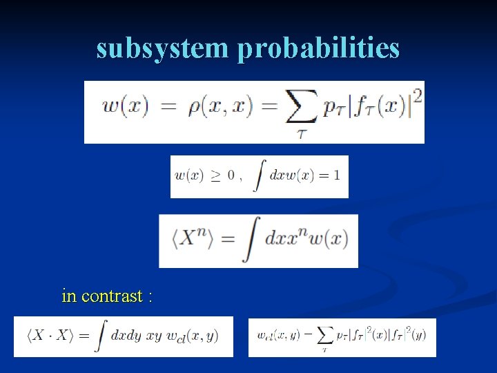 subsystem probabilities in contrast : 