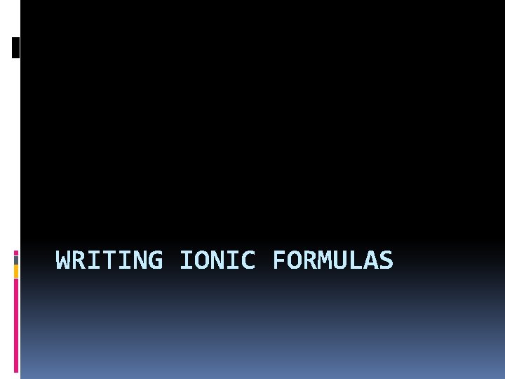 WRITING IONIC FORMULAS 