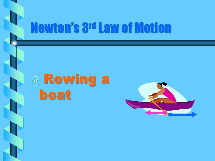 Newton’s 3 rd Law of Motion Rowing a boat b 