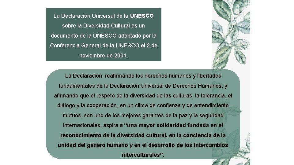 Desarrollo Sustentable Diversidad cultural UNESCO 2001 Qu es