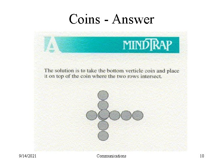 Coins - Answer 9/14/2021 Communications 10 