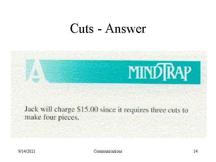 Cuts - Answer 9/14/2021 Communications 14 
