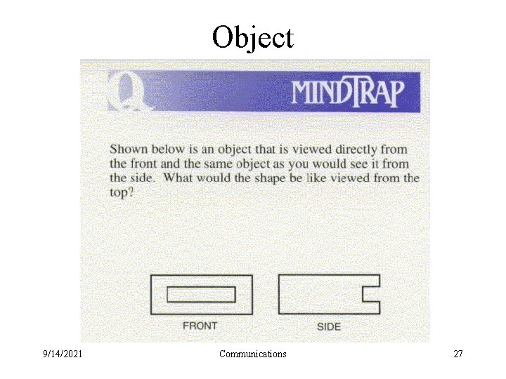 Object 9/14/2021 Communications 27 