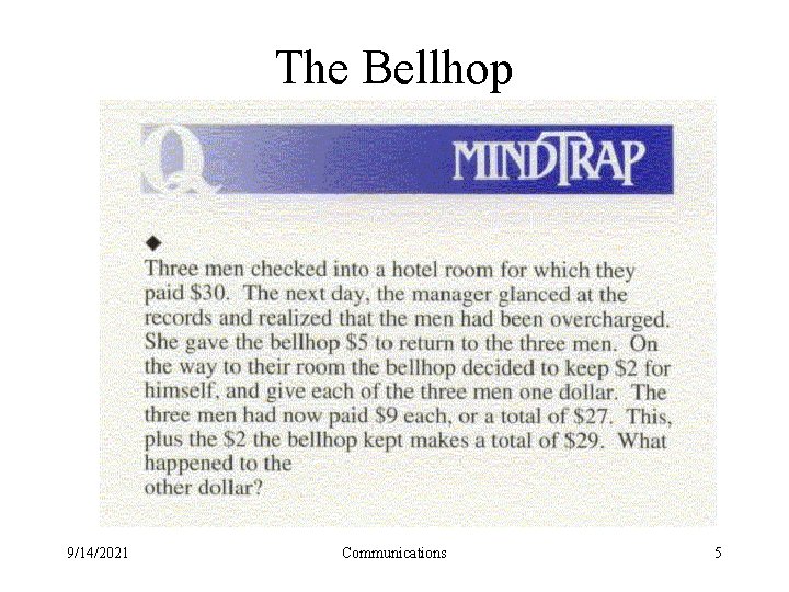 The Bellhop 9/14/2021 Communications 5 