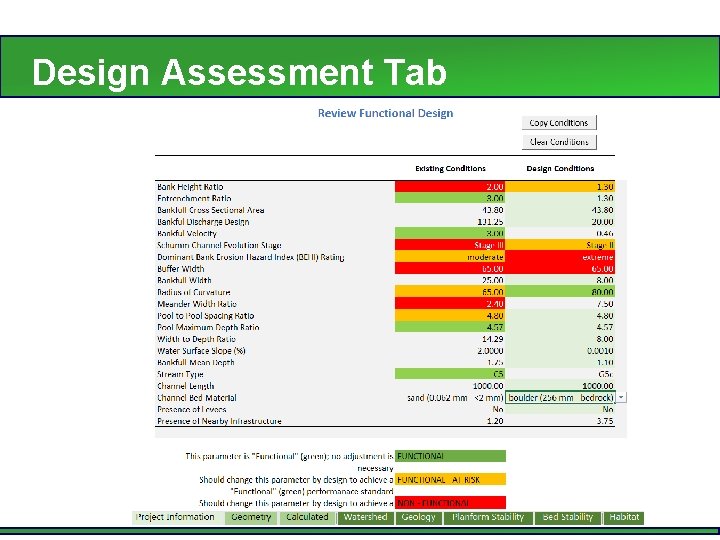 Design Assessment Tab 