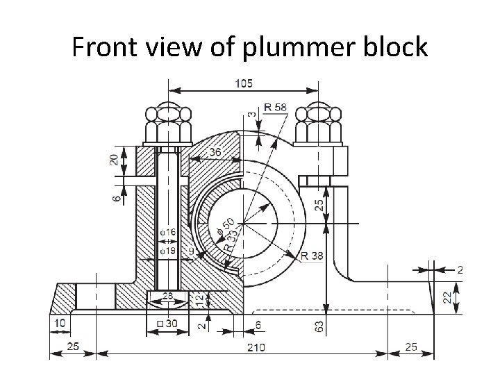 Front view of plummer block 