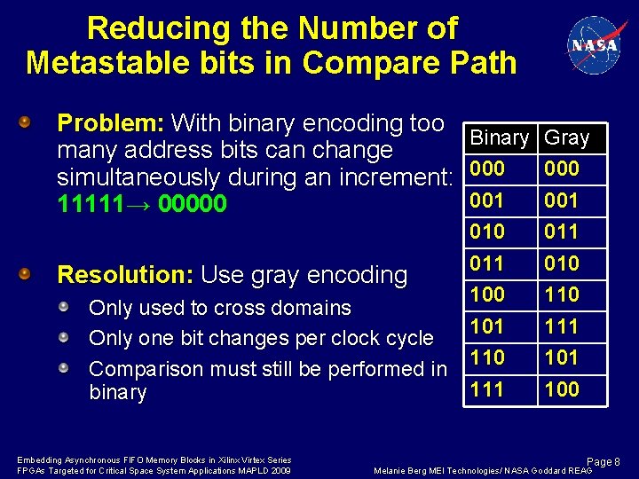 Reducing the Number of Metastable bits in Compare Path Problem: With binary encoding too