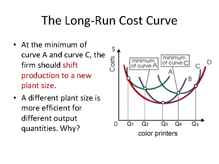 The Long-Run Cost Curve • At the minimum of curve A and curve C,