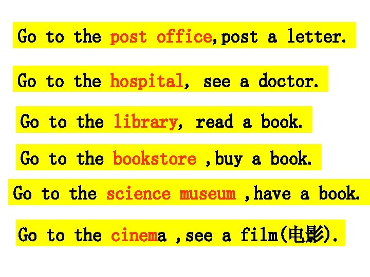 Go to the post office, post a letter. Go to the hospital, see a