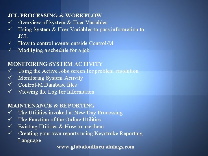 JCL PROCESSING & WORKFLOW ü Overview of System & User Variables ü Using System