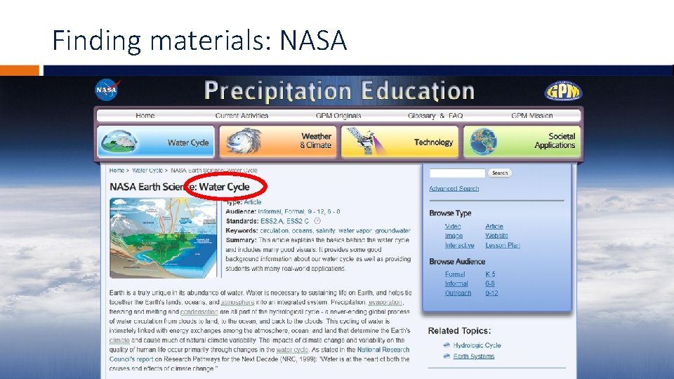Finding materials: NASA 