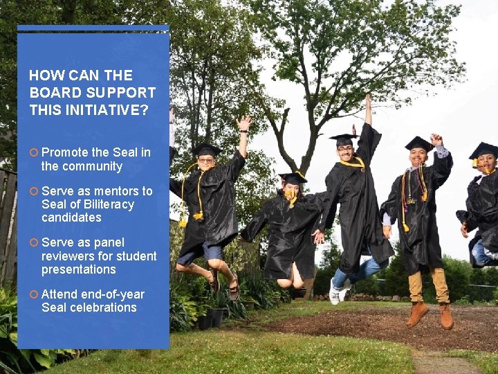 HOW CAN THE BOARD SUPPORT THIS INITIATIVE? Promote the Seal in the community Serve