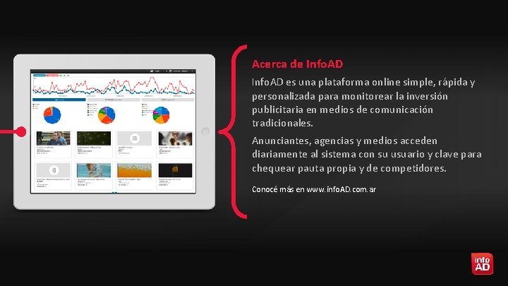 Acerca de Info. AD es una plataforma online simple, rápida y personalizada para monitorear