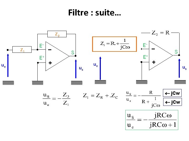 Filtre : suite… R Z 2 Z 1 EE+ ue C + R S