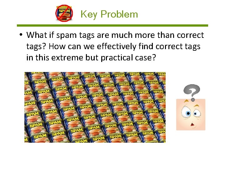 Key Problem • What if spam tags are much more than correct tags? How