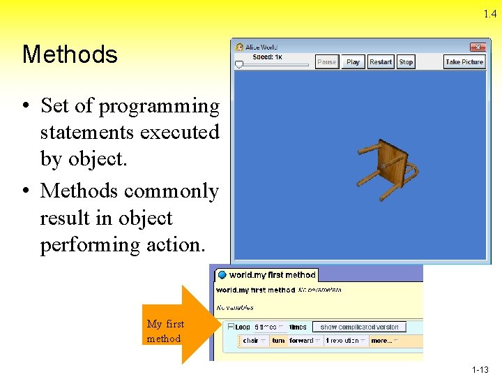 1. 4 Methods • Set of programming statements executed by object. • Methods commonly 1. 4 Methods • Set of programming statements executed by object. • Methods commonly