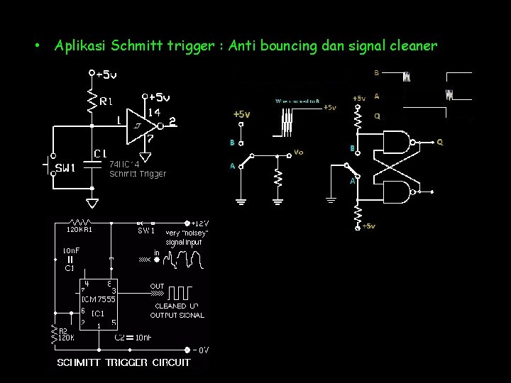  • Aplikasi Schmitt trigger : Anti bouncing dan signal cleaner 