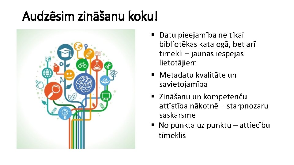 Audzēsim zināšanu koku! § Datu pieejamība ne tikai bibliotēkas katalogā, bet arī tīmeklī –
