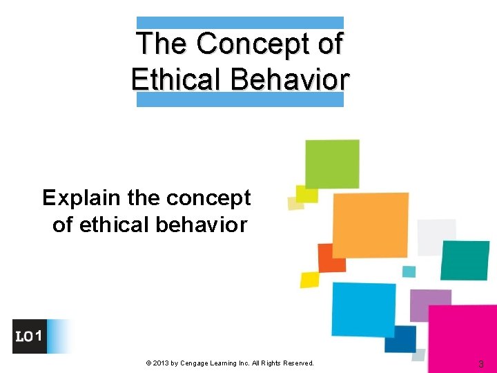 The Concept of Ethical Behavior Explain the concept of ethical behavior 1 © 2013