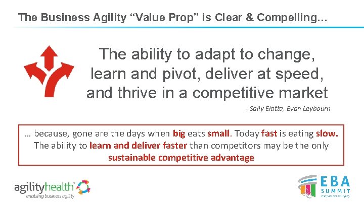 The Business Agility “Value Prop” is Clear & Compelling… The ability to adapt to