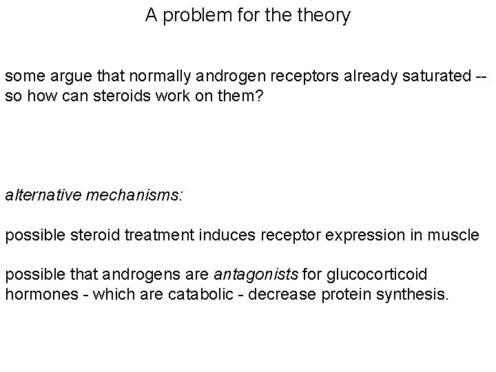 A problem for theory some argue that normally androgen receptors already saturated -so how