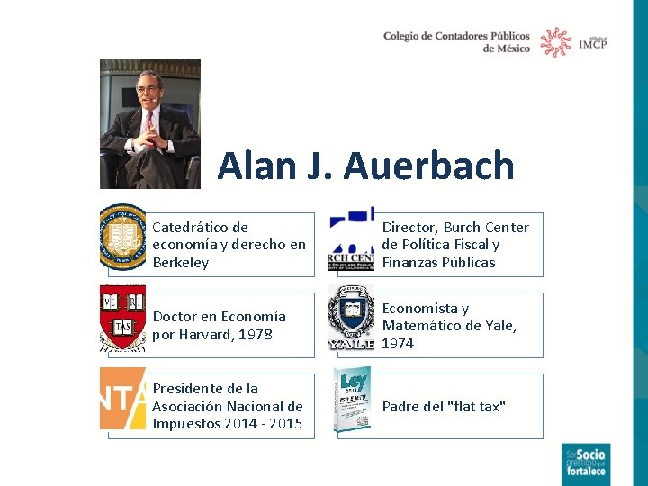 Alan J. Auerbach Catedrático de economía y derecho en Berkeley Director, Burch Center de