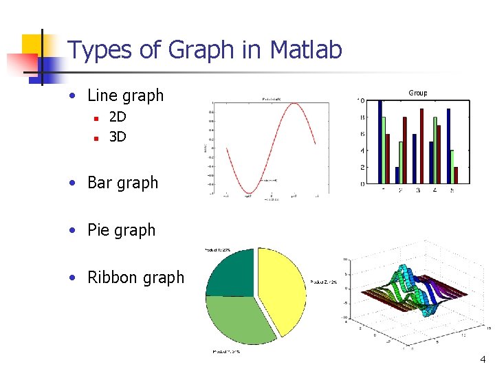 Types of Graph in Matlab • Line graph n n 2 D 3 D Types of Graph in Matlab • Line graph n n 2 D 3 D