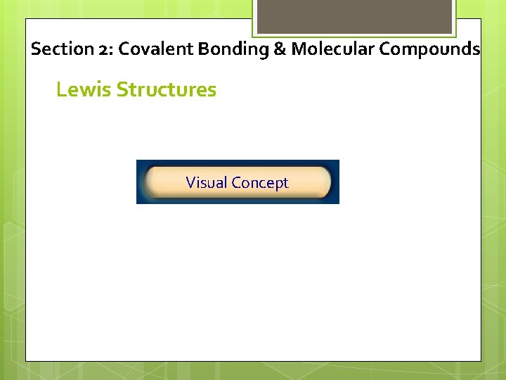 Section 2: Covalent Bonding & Molecular Compounds Lewis Structures Click below to watch the