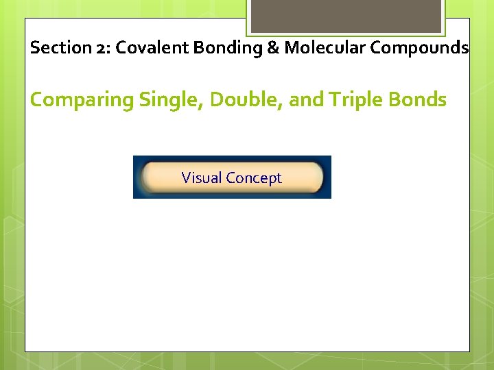 Section 2: Covalent Bonding & Molecular Compounds Comparing Single, Double, and Triple Bonds Click