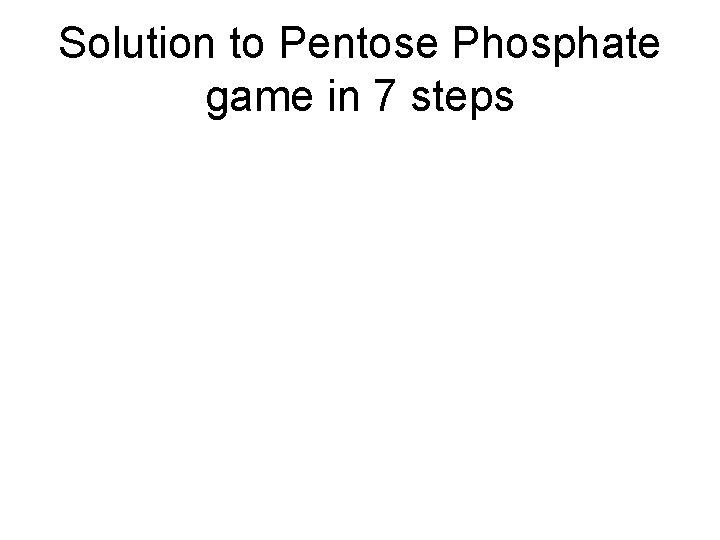 Solution to Pentose Phosphate game in 7 steps 