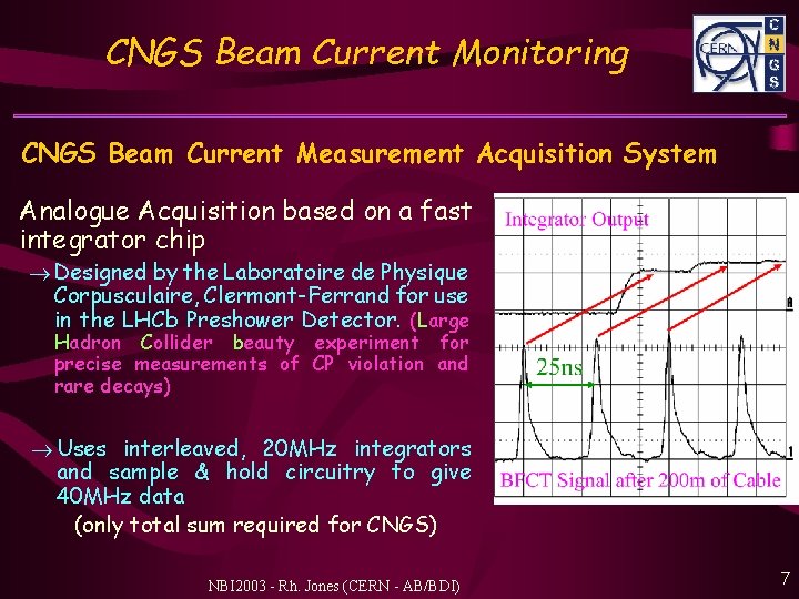 CNGS Beam Current Monitoring CNGS Beam Current Measurement Acquisition System Analogue Acquisition based on