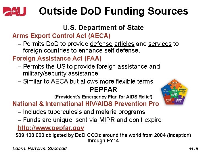 Outside Do. D Funding Sources U. S. Department of State Arms Export Control Act