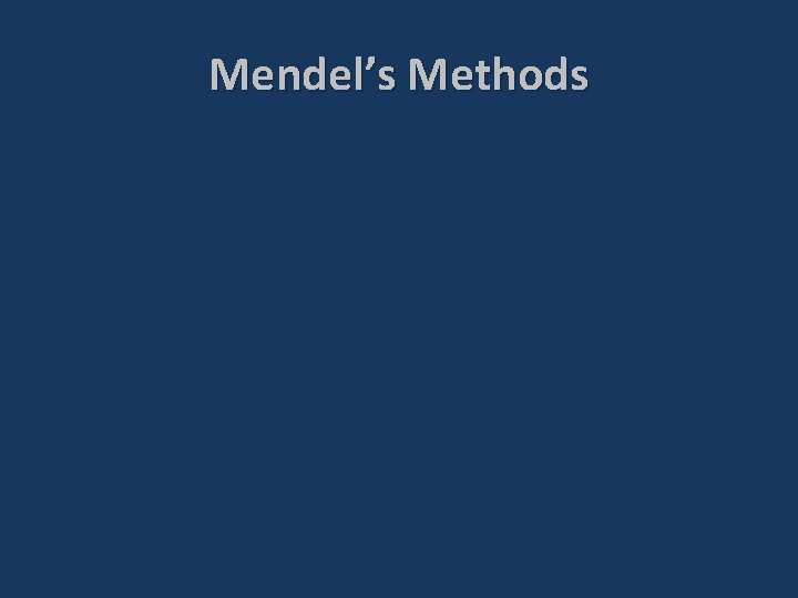 Mendel’s Methods 