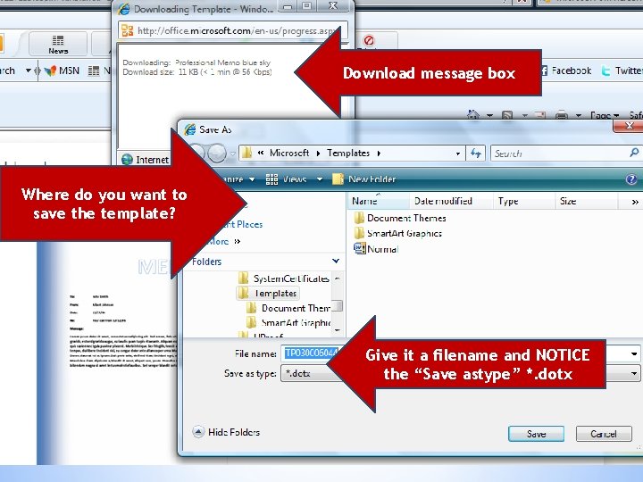 Download message box Where do you want to save the template? Give it a