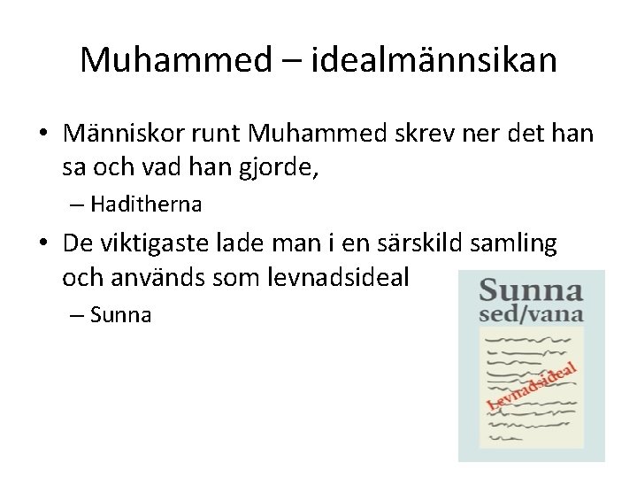 Muhammed – idealmännsikan • Människor runt Muhammed skrev ner det han sa och vad
