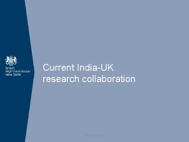 Current India-UK research collaboration UNCLASSIFIED 