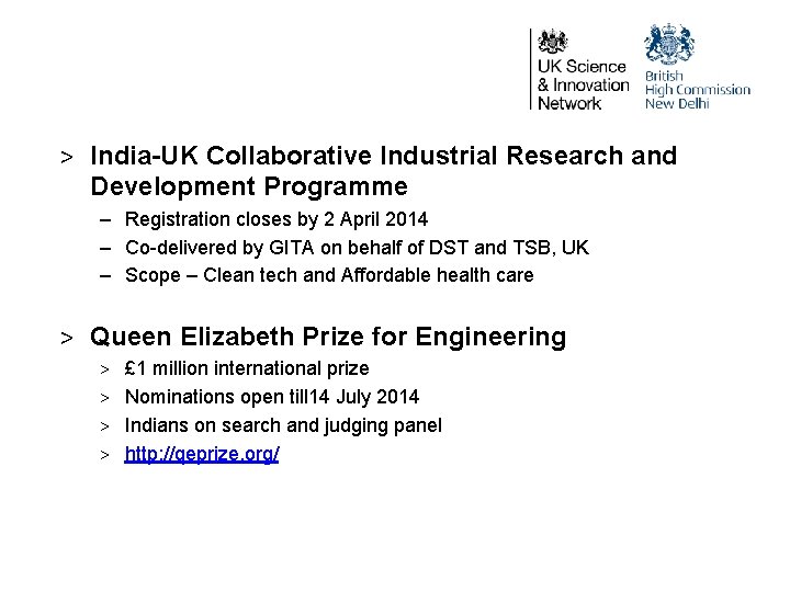 > India-UK Collaborative Industrial Research and Development Programme – Registration closes by 2 April