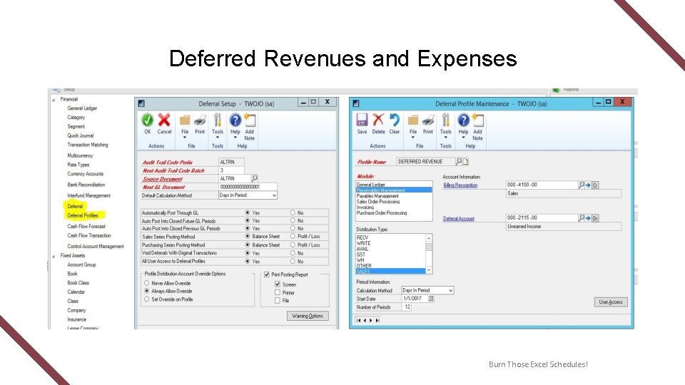Deferred Revenues and Expenses Burn Those Excel Schedules! 