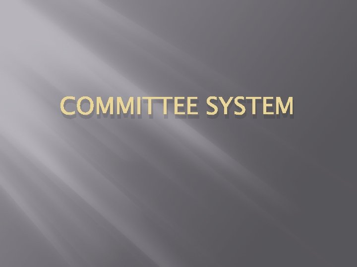 COMMITTEE SYSTEM 
