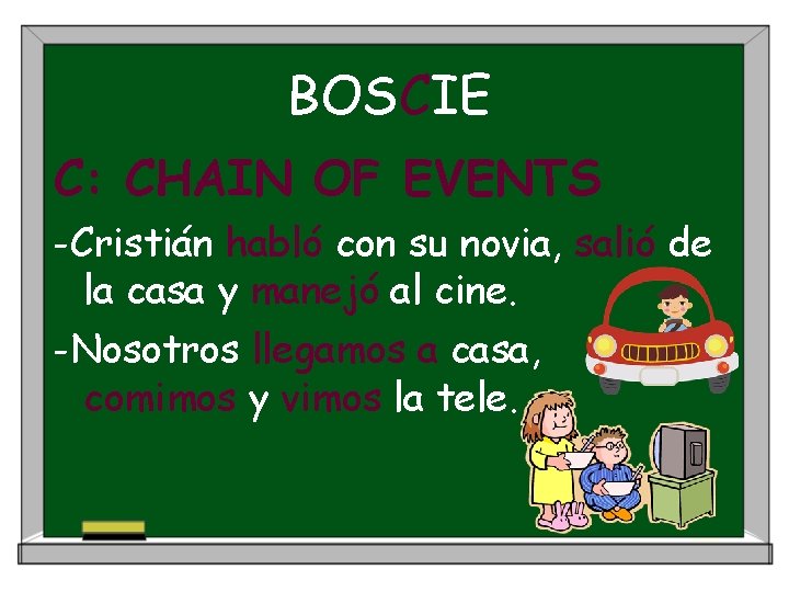 BOSCIE C: CHAIN OF EVENTS -Cristián habló con su novia, salió de la casa