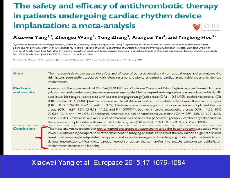 Xiaowei Yang et al. Europace 2015; 17: 1076 -1084 