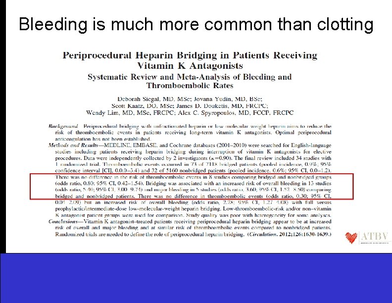 Bleeding is much more common than clotting 