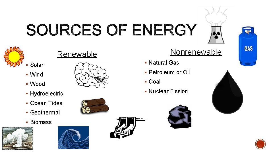 Nonrenewable Renewable § Solar § Natural Gas § Wind § Petroleum or Oil §