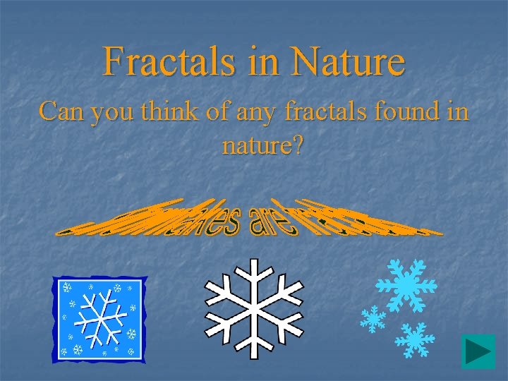 Fractals in Nature Can you think of any fractals found in nature? 
