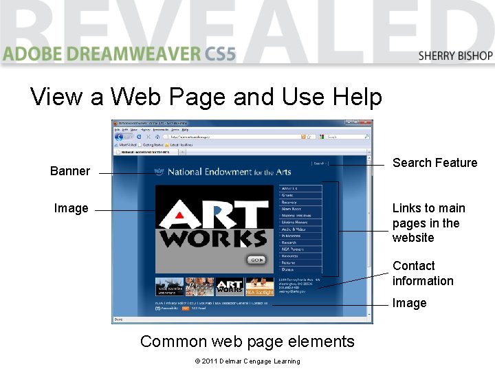 View a Web Page and Use Help Search Feature Banner Image Links to main