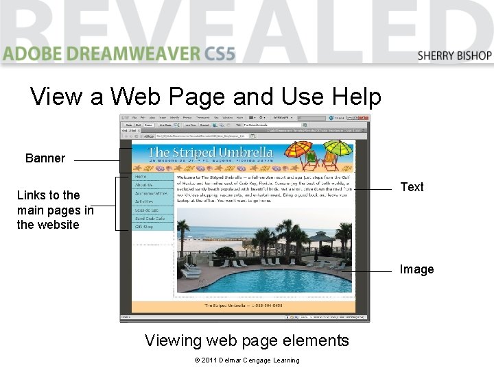 View a Web Page and Use Help Banner Text Links to the main pages