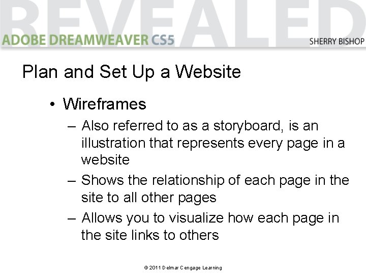 Plan and Set Up a Website • Wireframes – Also referred to as a