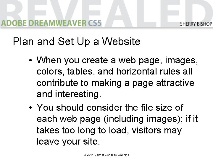 Plan and Set Up a Website • When you create a web page, images,